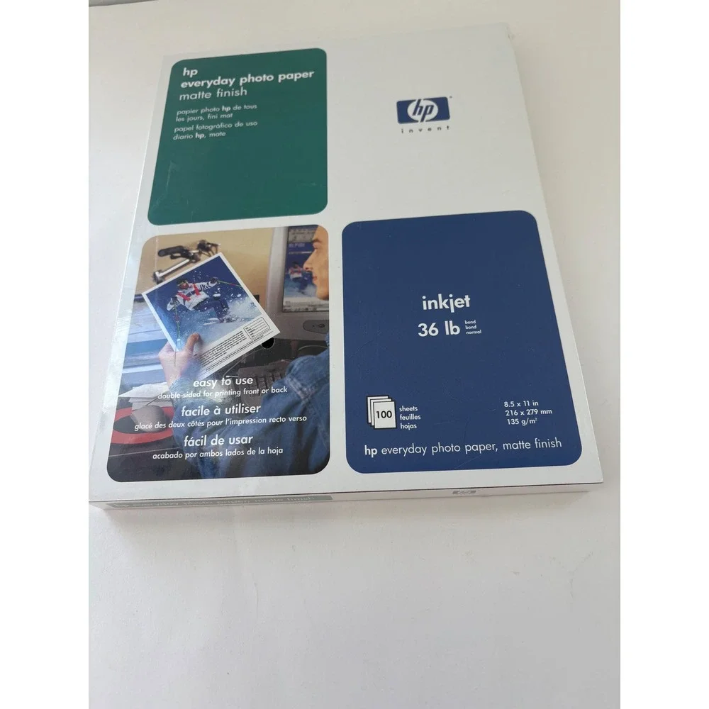HP‎ Everyday Photo Paper New Sealed Matte Finish Inkjet 36lb 8.5x11 100 Sheets